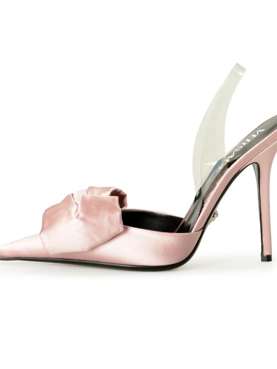 Versace Women's Dusty Rose & Silver Color Medusa Heeled Sandals Shoes US 6 IT 36 - Picture 2 of 8